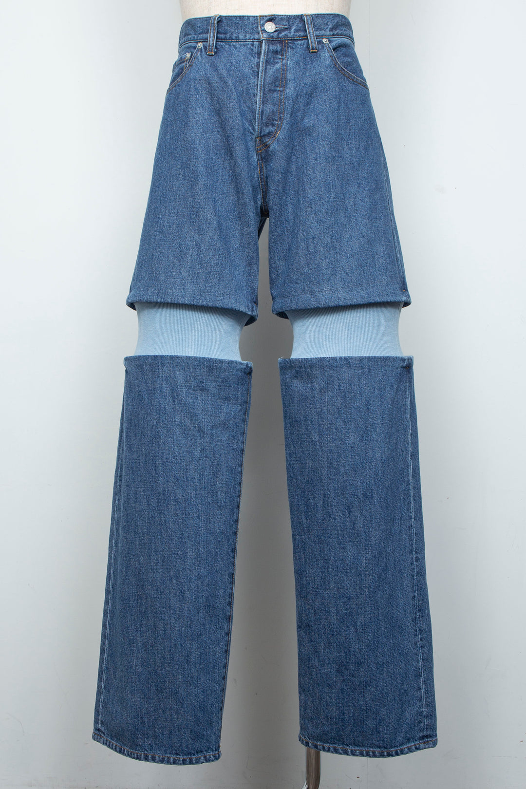 Rib Knit Denim Bottoms Indigo