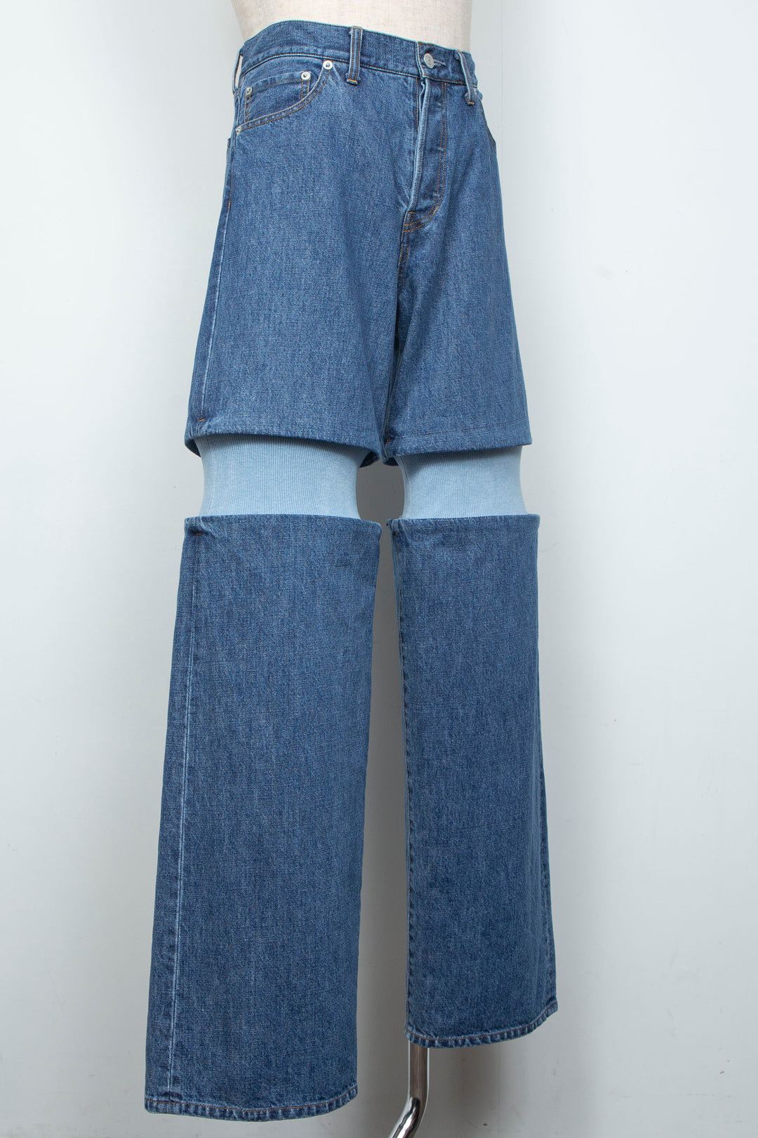 Rib Knit Denim Bottoms Indigo