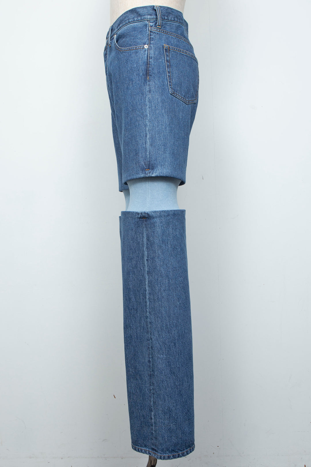 Rib Knit Denim Bottoms Indigo