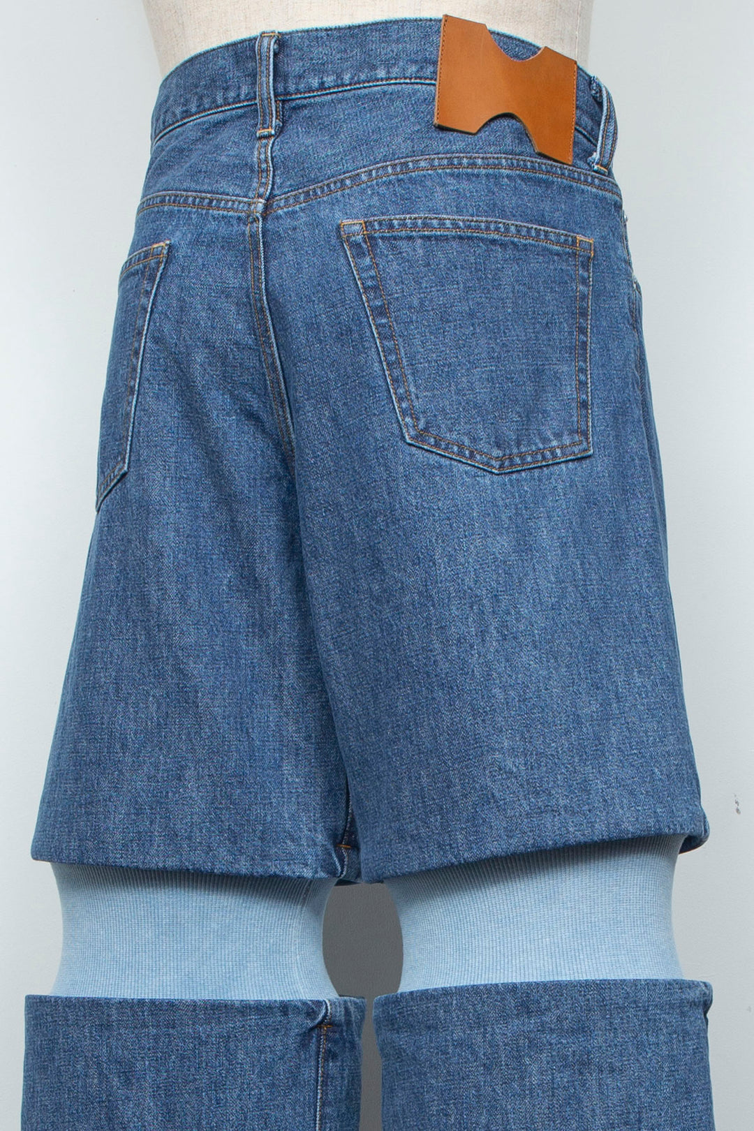Rib Knit Denim Bottoms Indigo