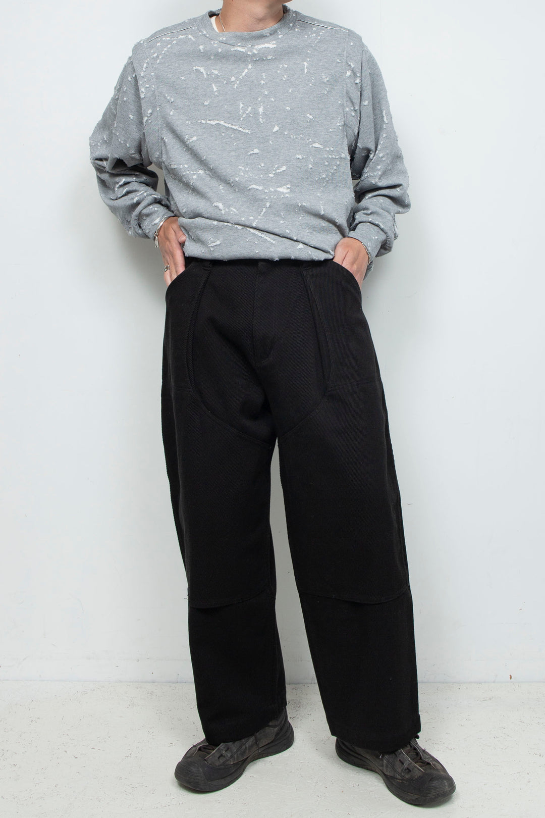 Cotton Jersey Double Knee Pants Black