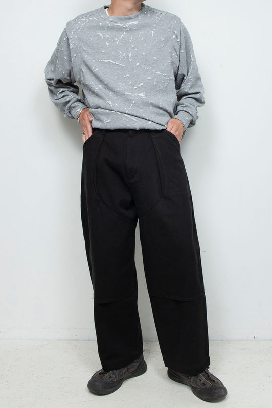 Cotton Jersey Double Knee Pants Black