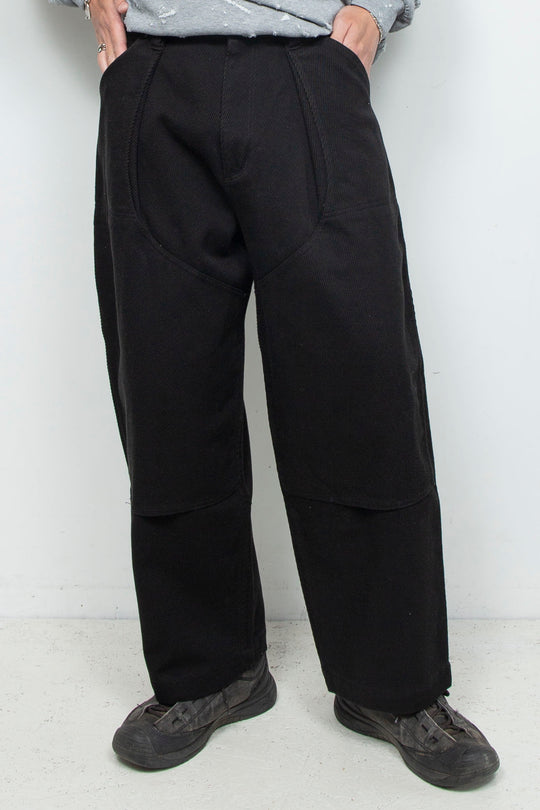 Cotton Jersey Double Knee Pants Black