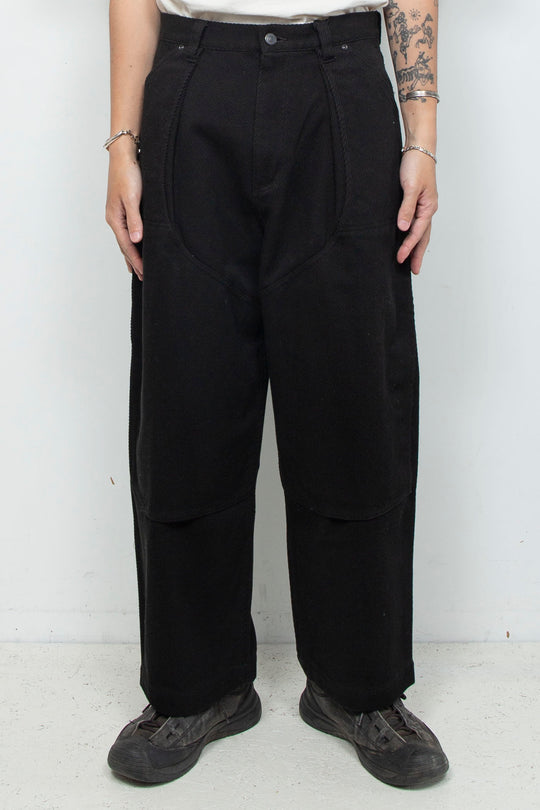 Cotton Jersey Double Knee Pants Black