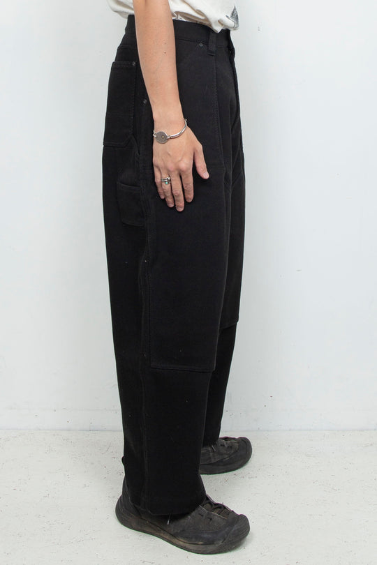 Cotton Jersey Double Knee Pants Black