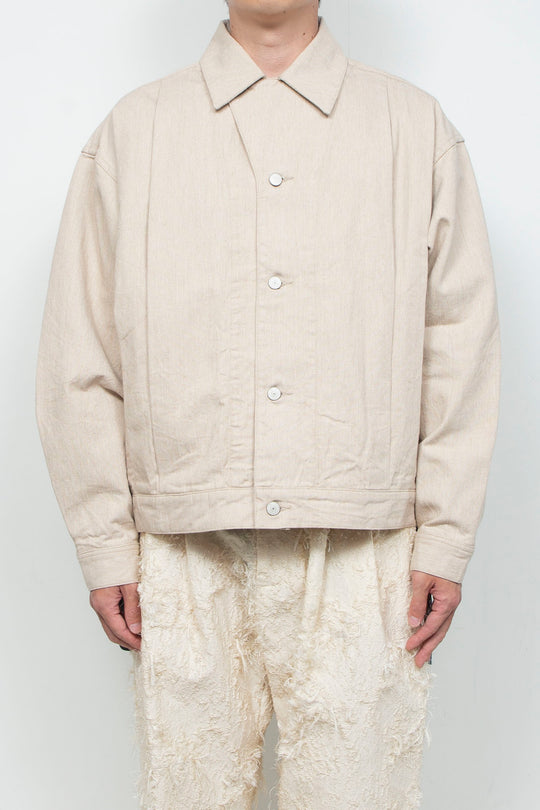Oxford Pleated Jacket Beige