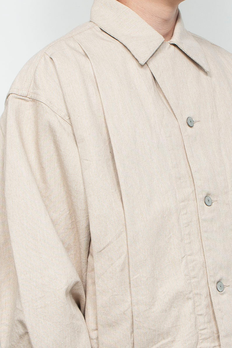 Oxford Pleated Jacket Beige
