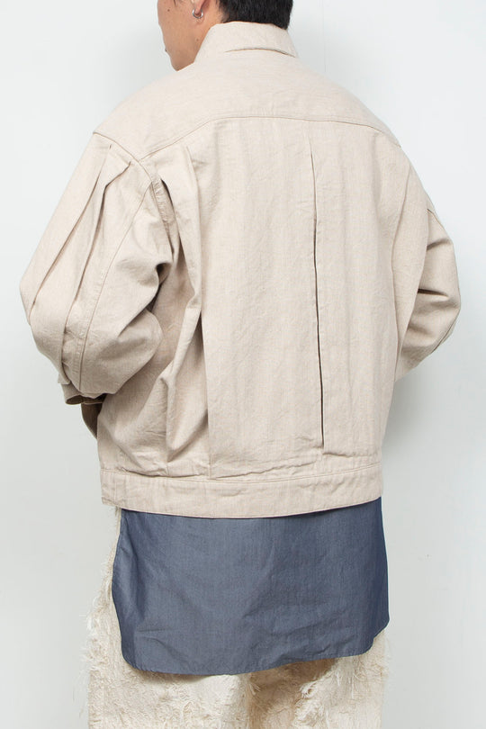 Oxford Pleated Jacket Beige