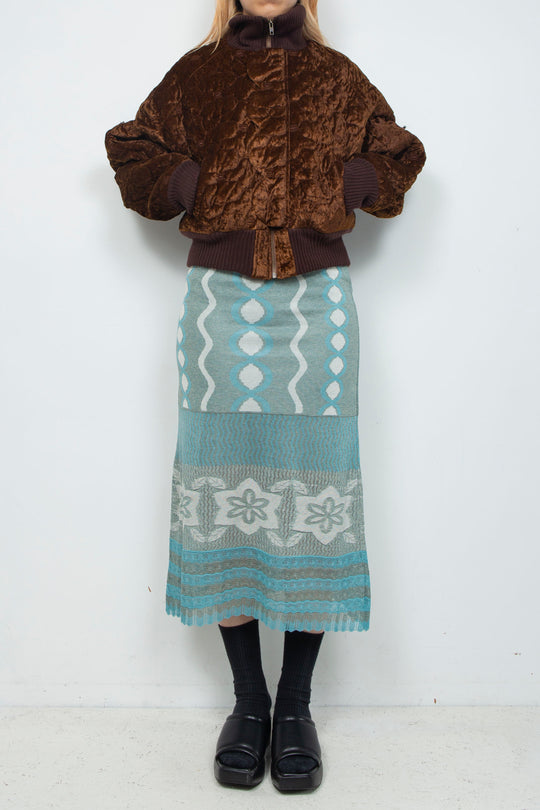 Sazanka quilted velour bomber jacket Chocolate