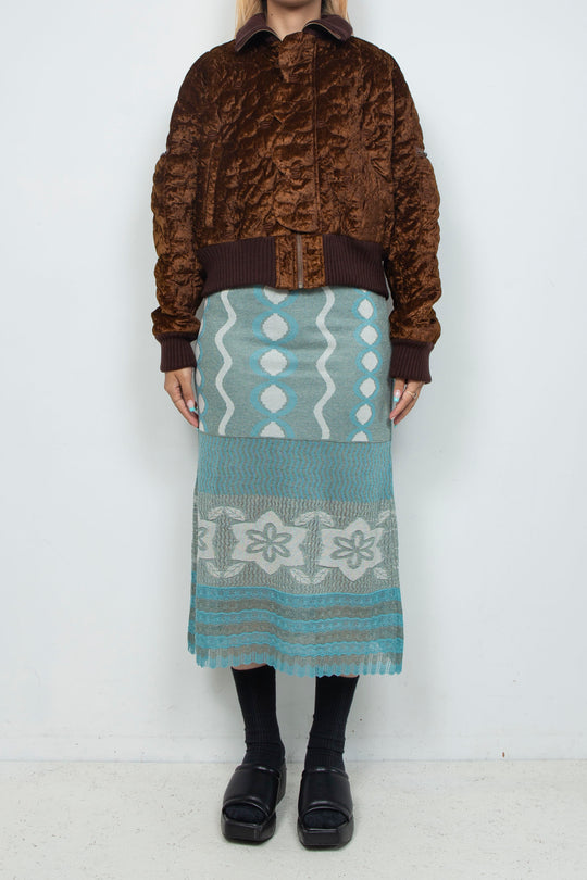 Sazanka quilted velour bomber jacket Chocolate