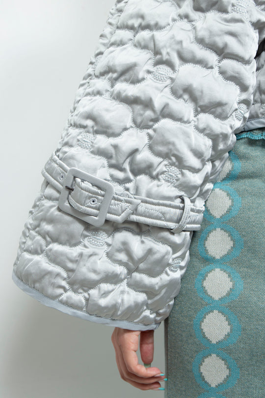 Sazanka cropped quilted satin jacket Ice gray