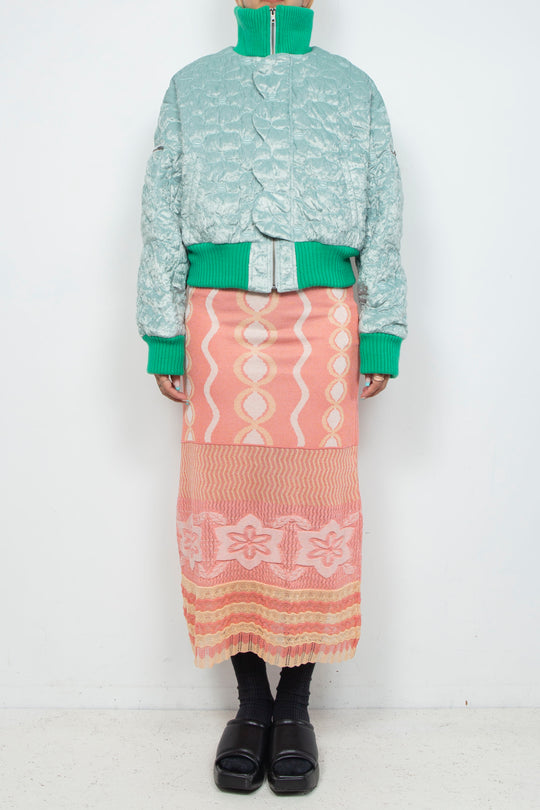 Sazanka quilted velour bomber jacket Mint green