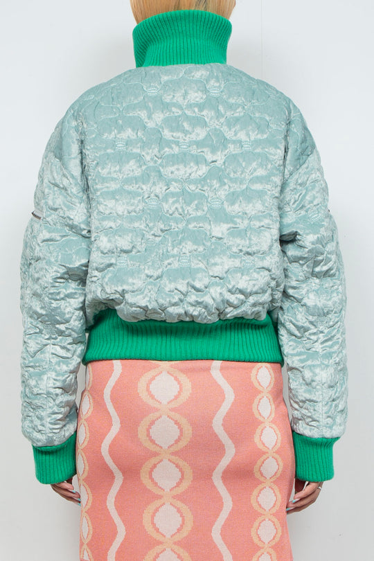 Sazanka quilted velour bomber jacket Mint green