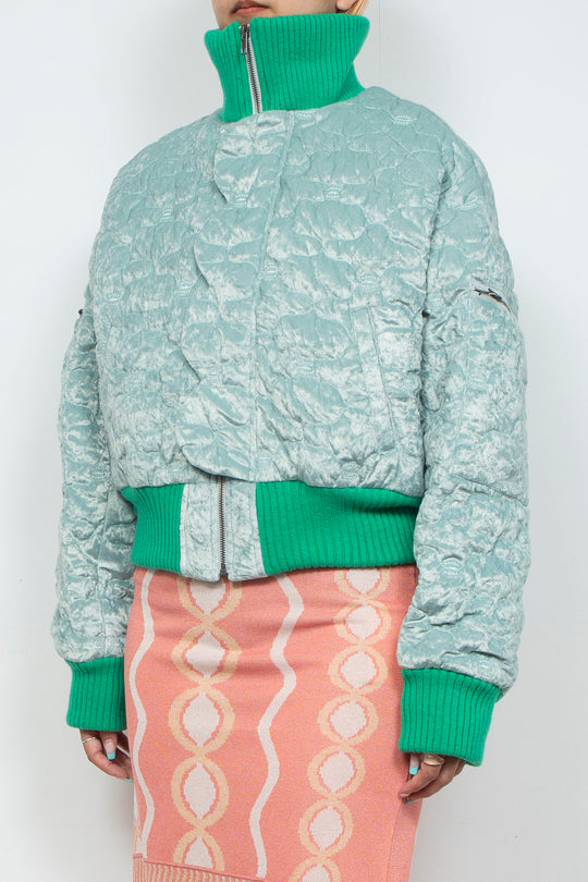 Sazanka quilted velour bomber jacket Mint green