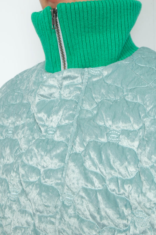Sazanka quilted velour bomber jacket Mint green