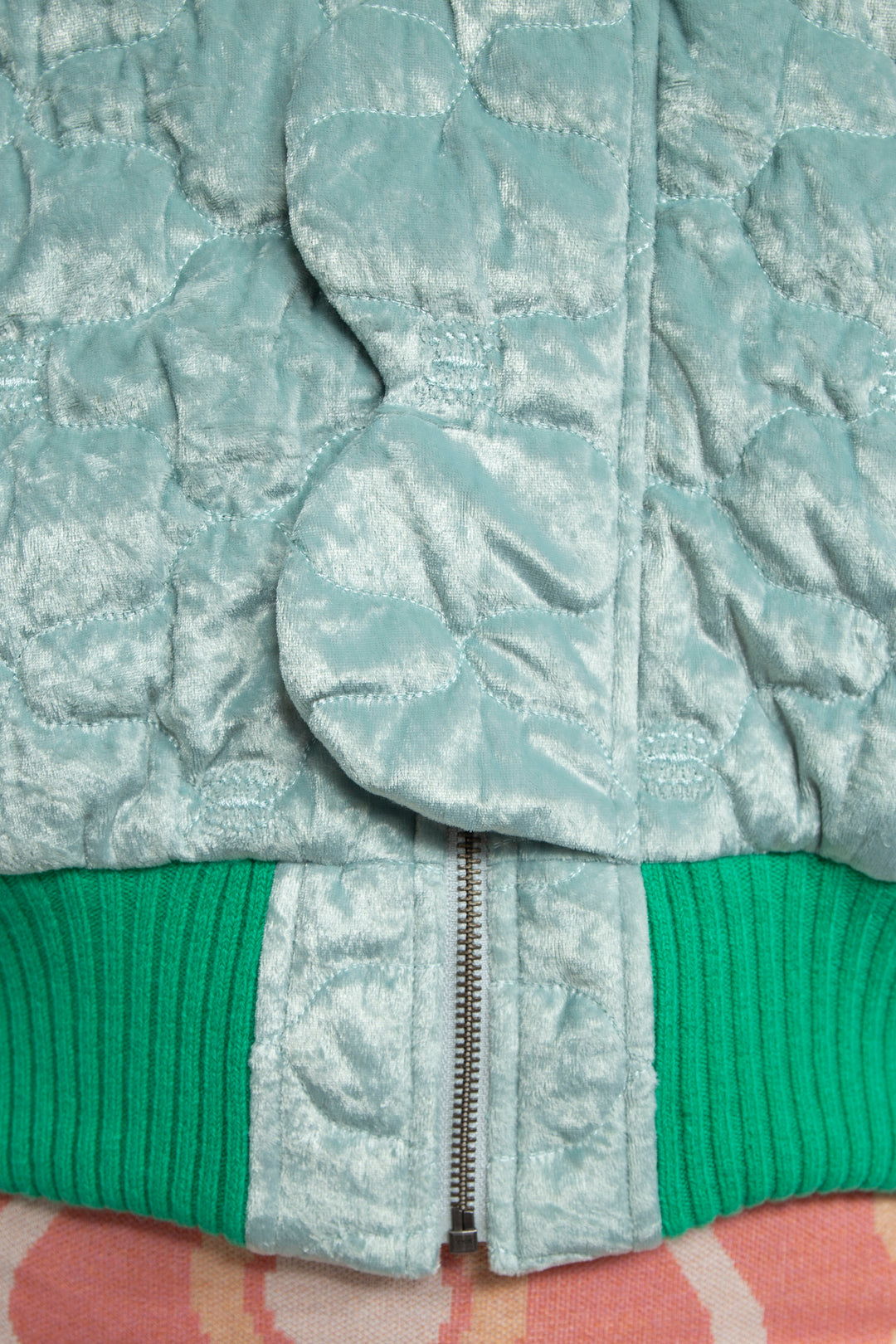 Sazanka quilted velour bomber jacket Mint green