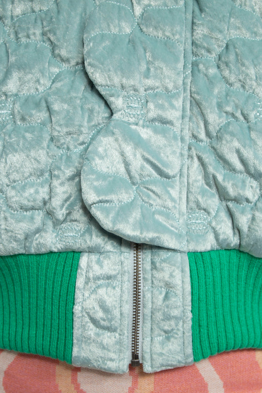 Sazanka quilted velour bomber jacket Mint green