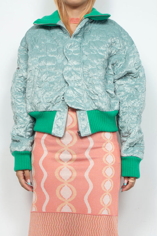 Sazanka quilted velour bomber jacket Mint green