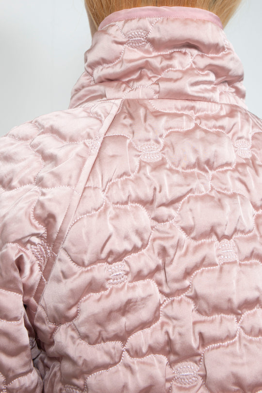Sazanka cropped quilted satin jacket Pink