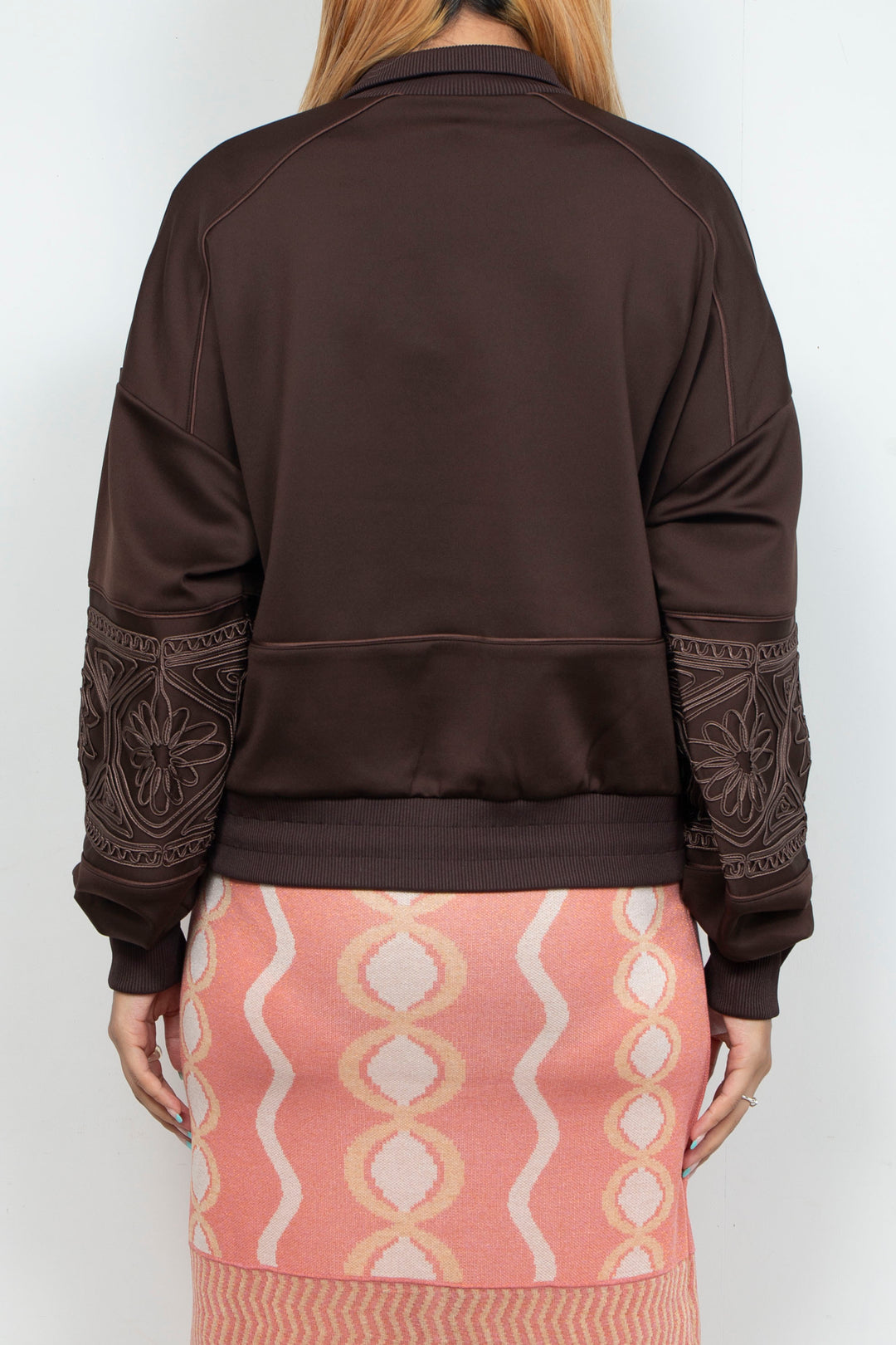 KIKU embroidered overseized track jacket Chocolate