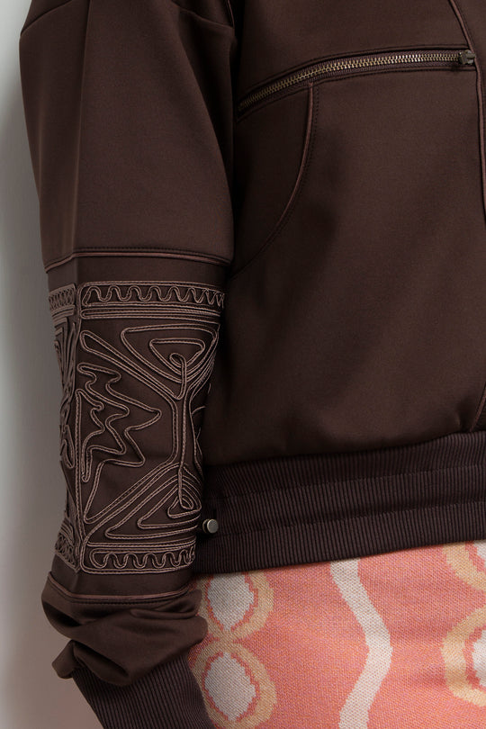 KIKU embroidered overseized track jacket Chocolate