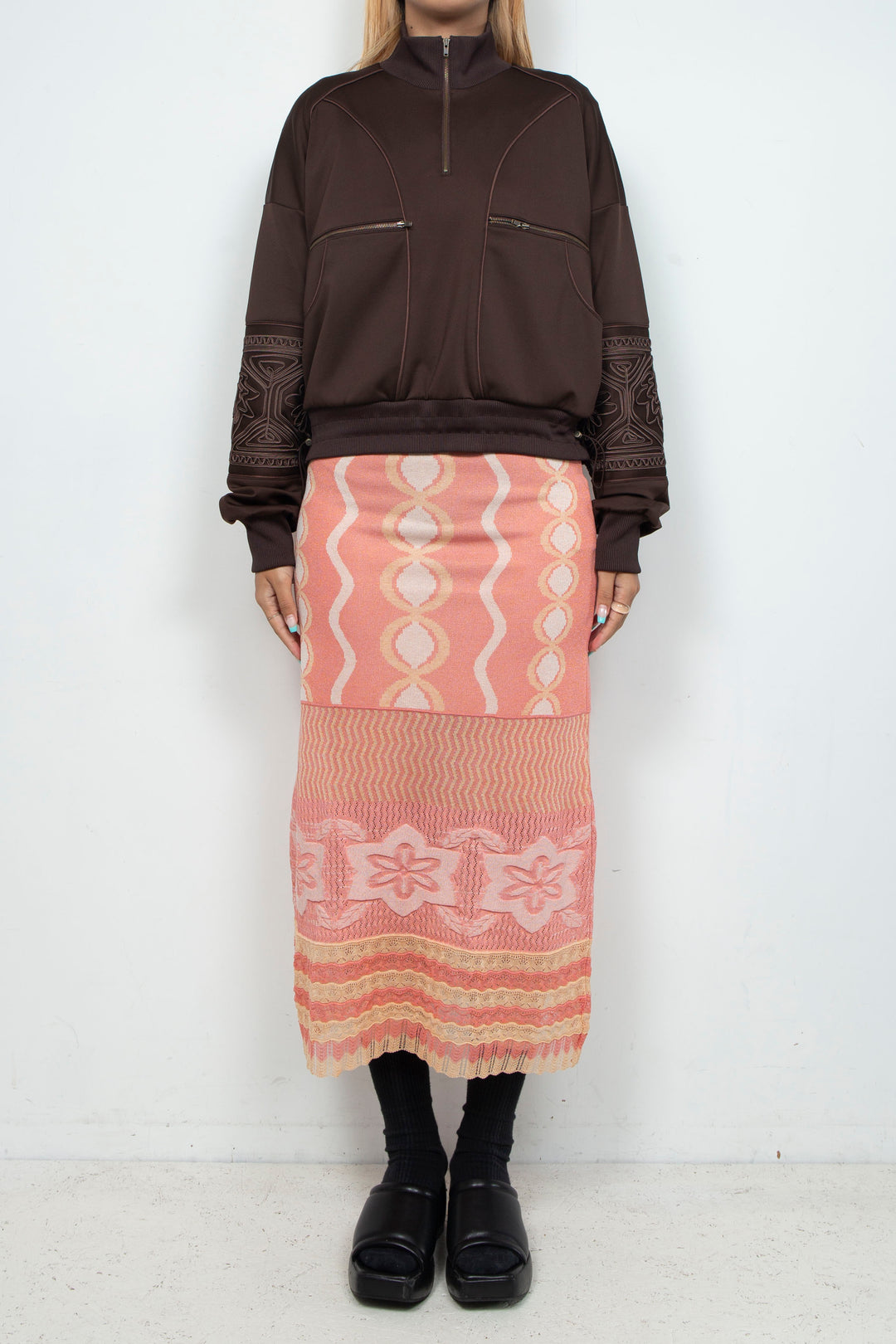 KIKU embroidered overseized track jacket Chocolate