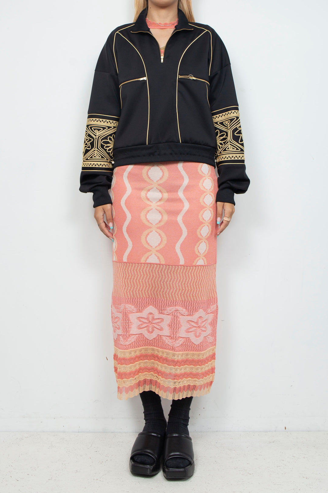 KIKU embroidered overseized track jacket Black