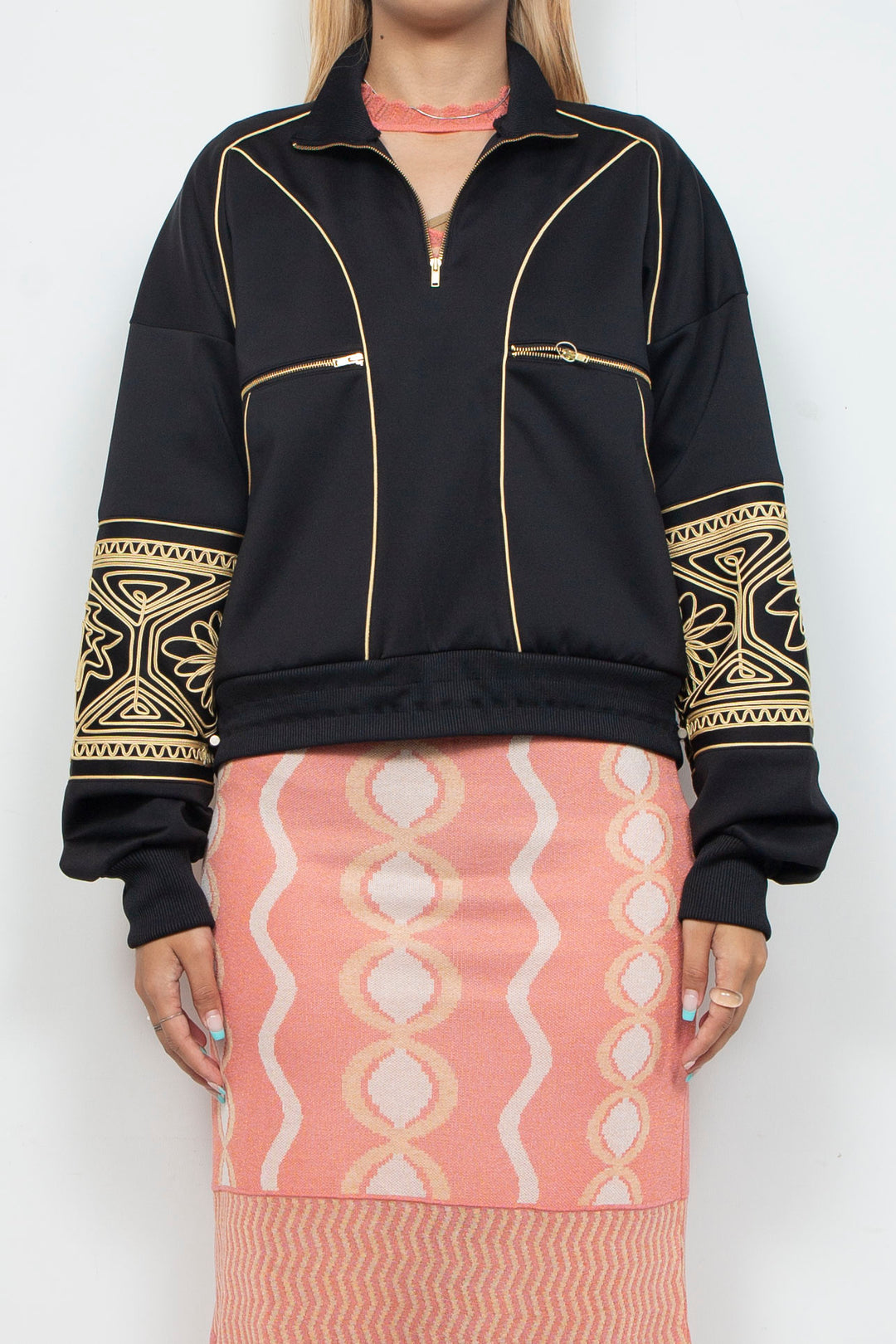 KIKU embroidered overseized track jacket Black