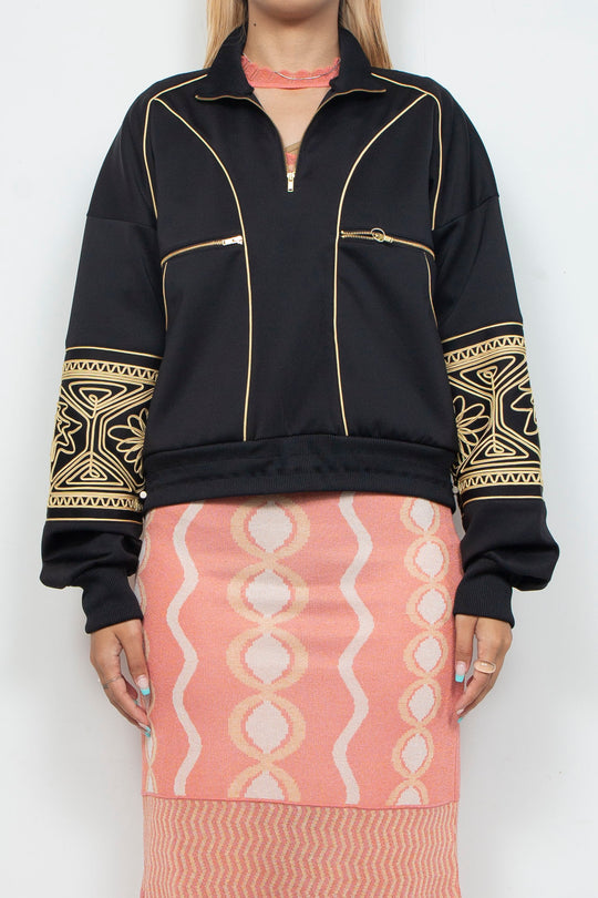 KIKU embroidered overseized track jacket Black