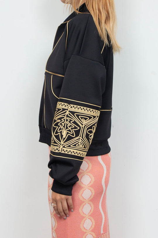 KIKU embroidered overseized track jacket Black