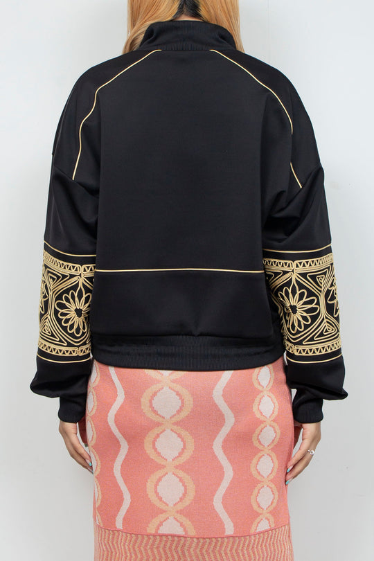 KIKU embroidered overseized track jacket Black