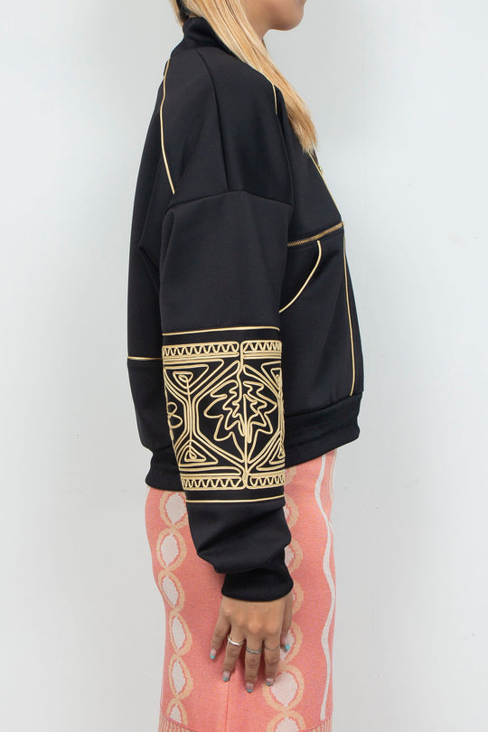 KIKU embroidered overseized track jacket Black