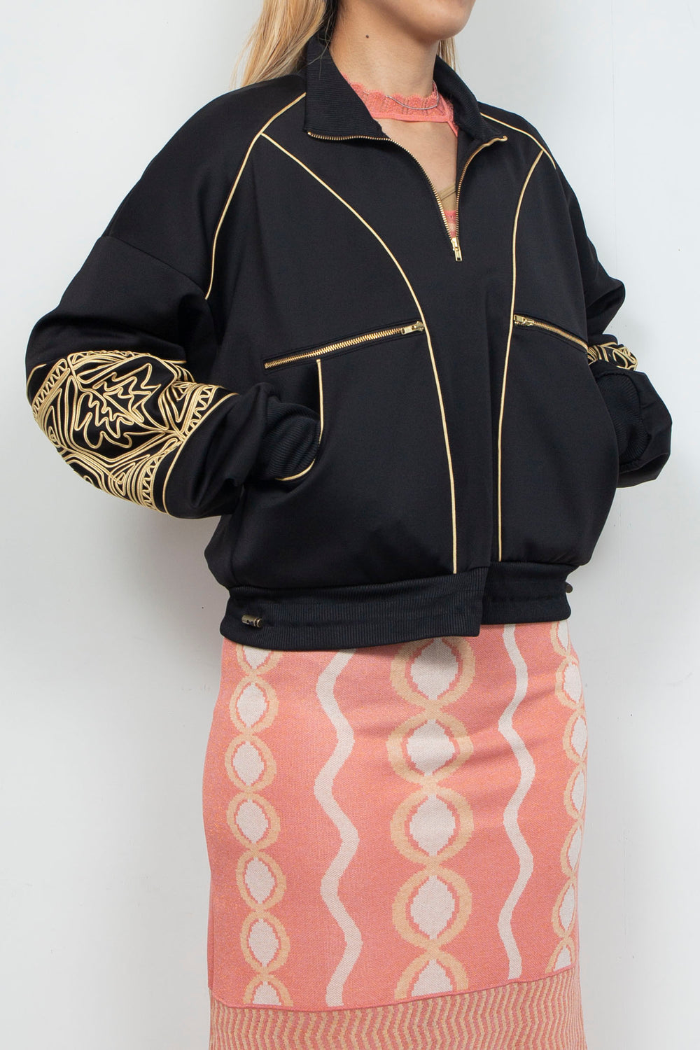 KIKU embroidered overseized track jacket Black