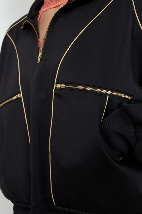 KIKU embroidered overseized track jacket Black