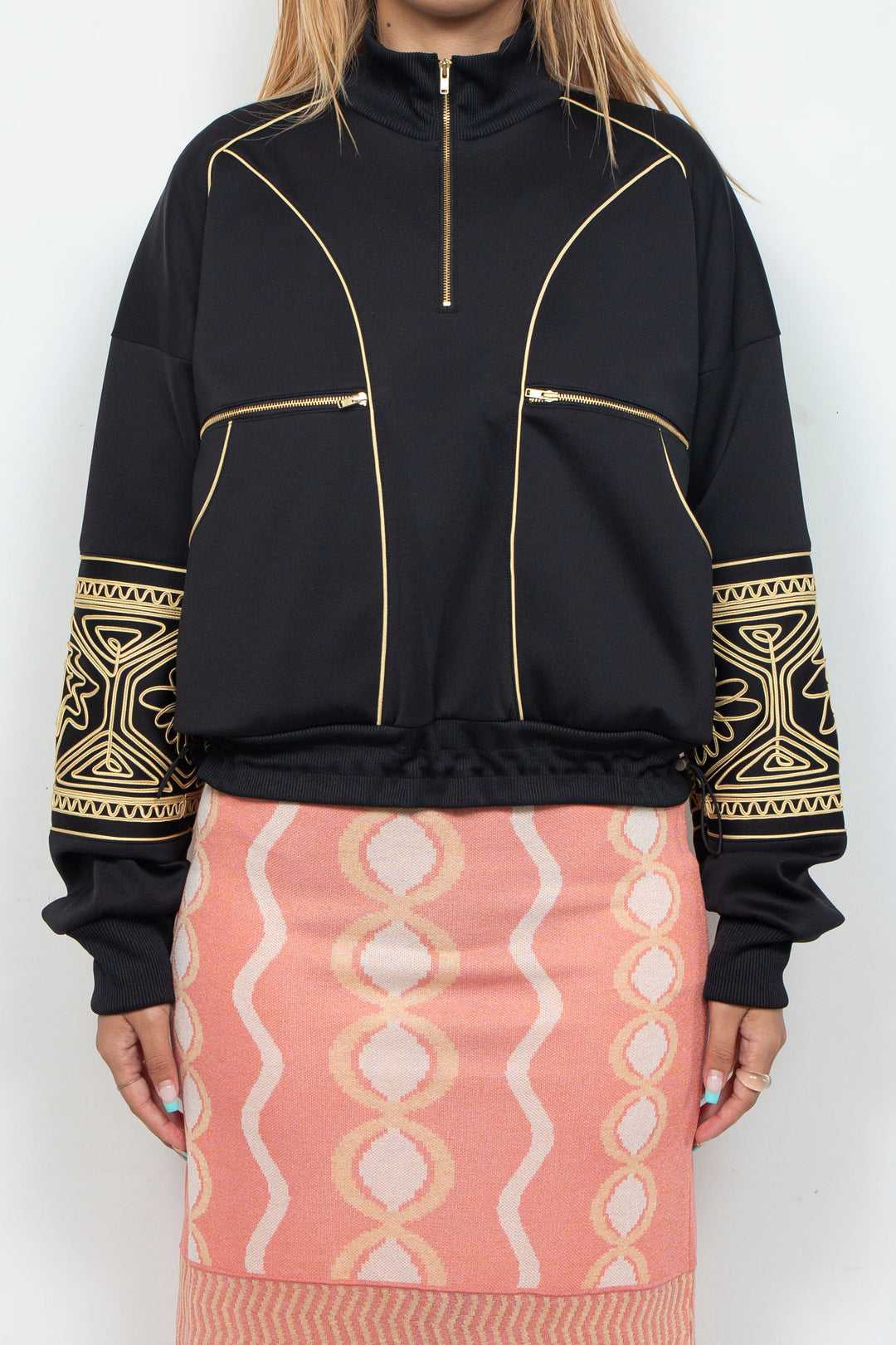 KIKU embroidered overseized track jacket Black