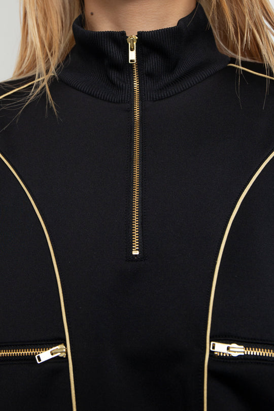 KIKU embroidered overseized track jacket Black