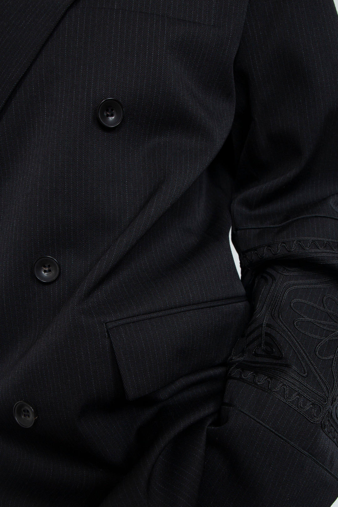 KIKU embroidered double-breasted wool jacket Black