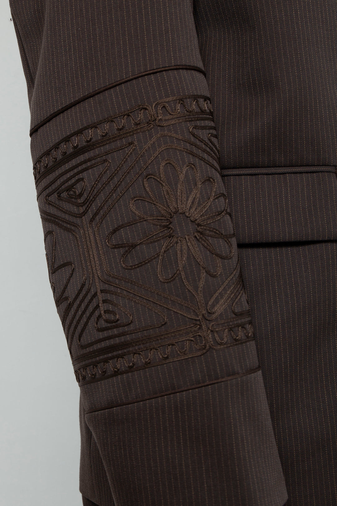 KIKU embroidered double-breasted wool jacket Dark brown