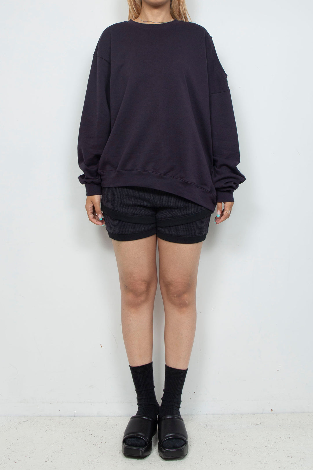 Asymmetry Cutout Pullover Purple