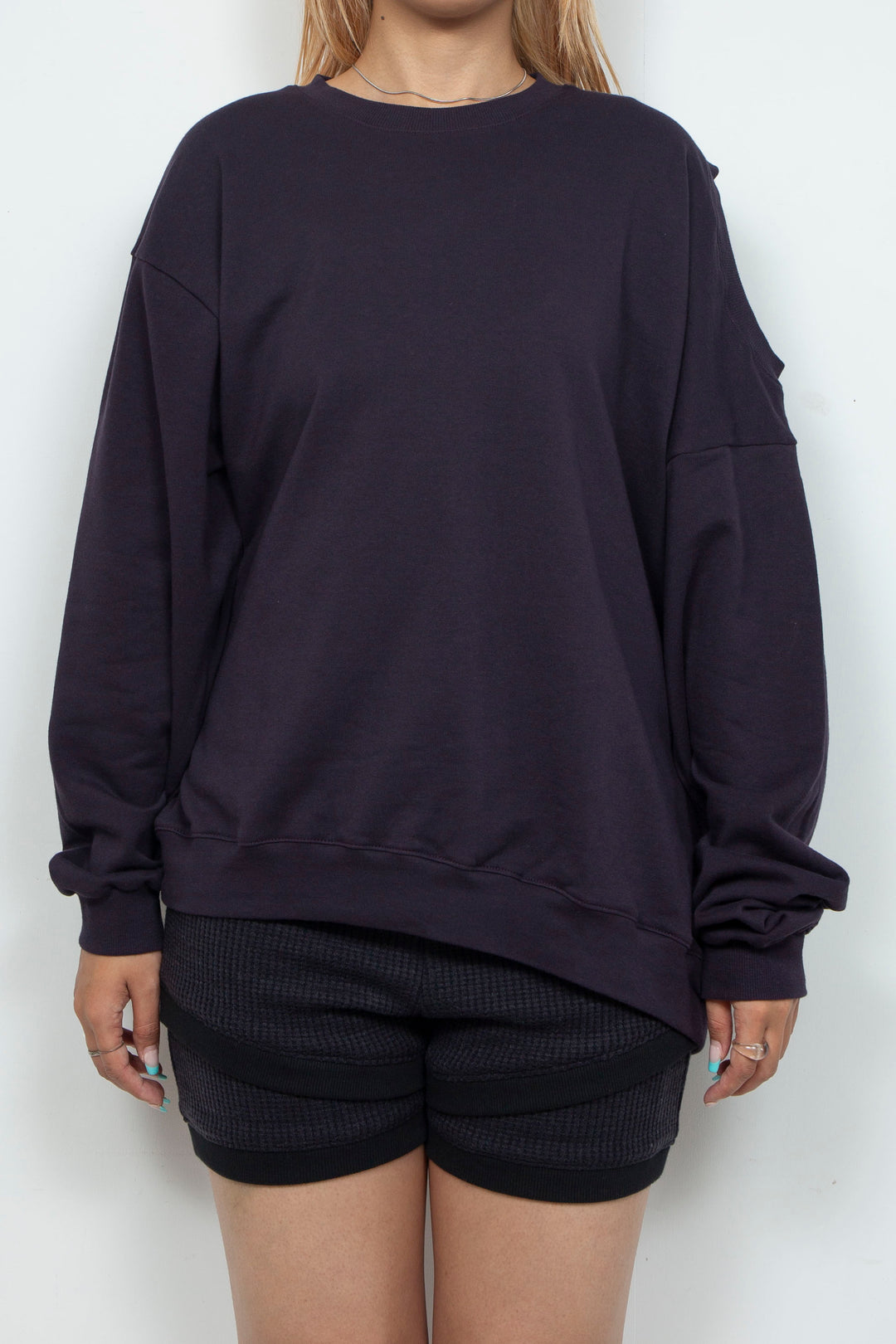 Asymmetry Cutout Pullover Purple