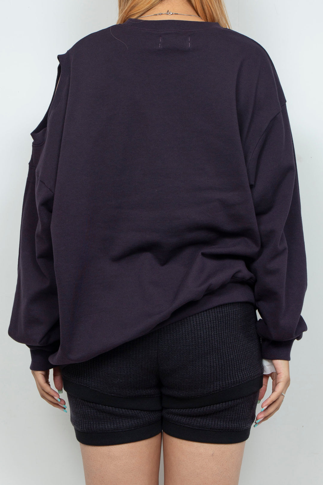 Asymmetry Cutout Pullover Purple