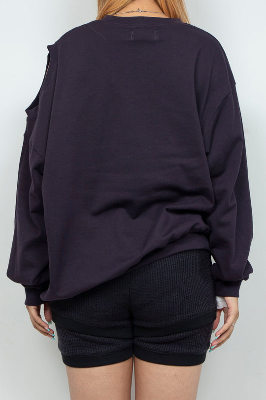Asymmetry Cutout Pullover Purple