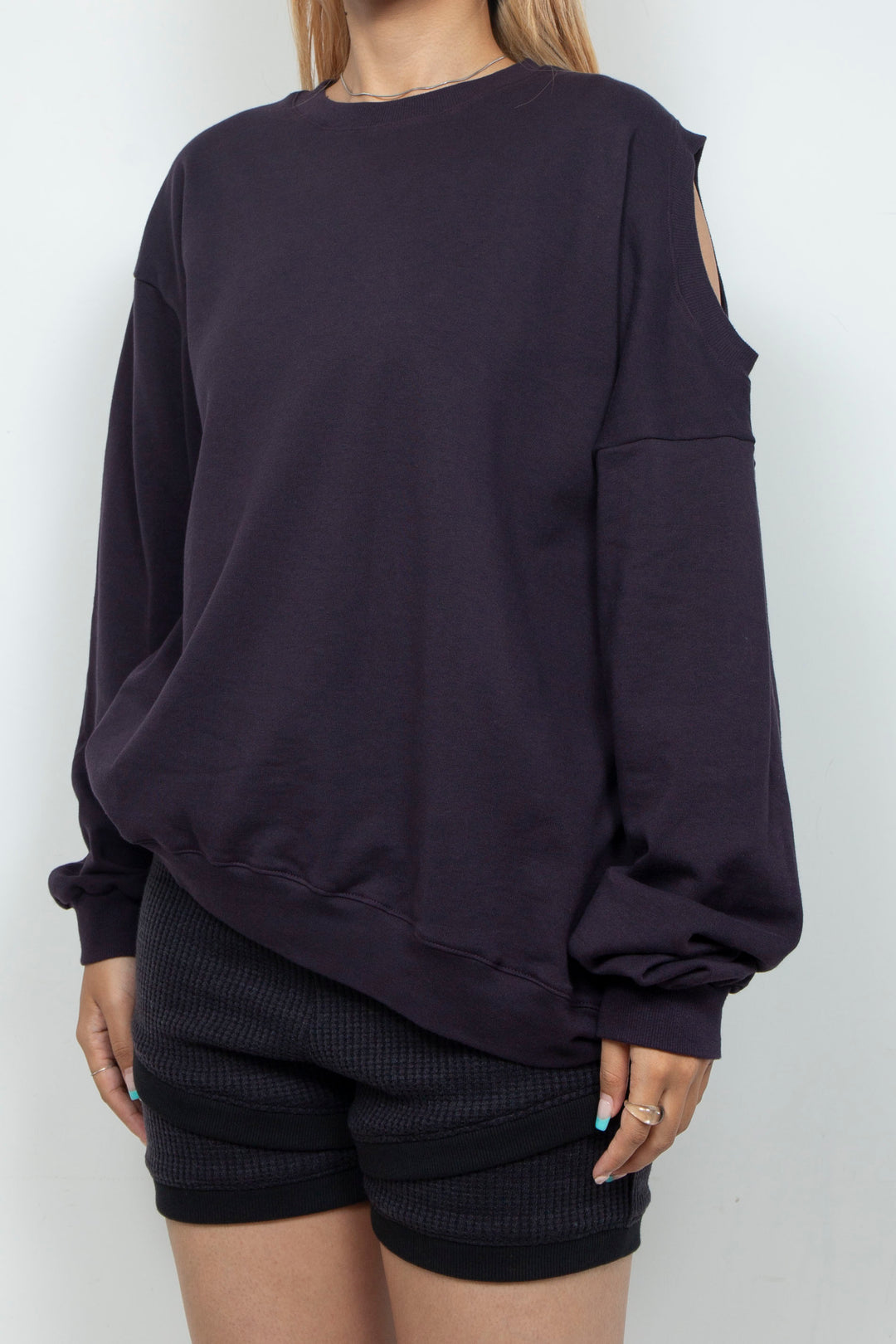 Asymmetry Cutout Pullover Purple