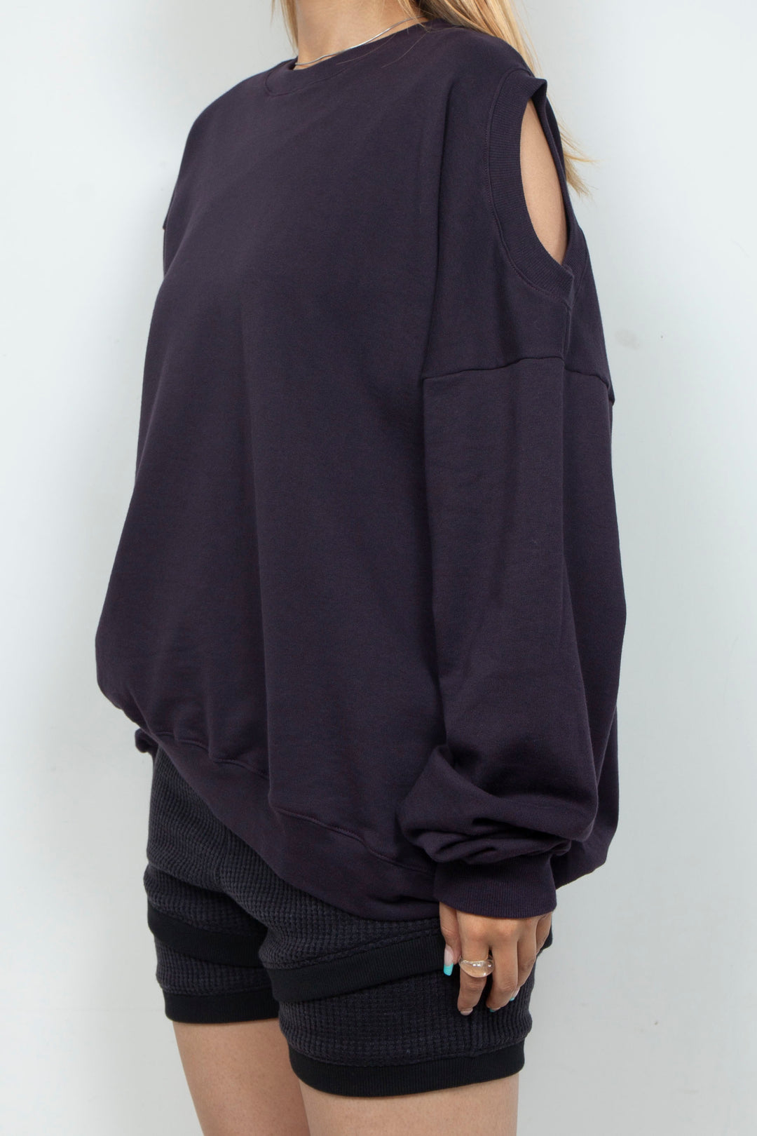 Asymmetry Cutout Pullover Purple