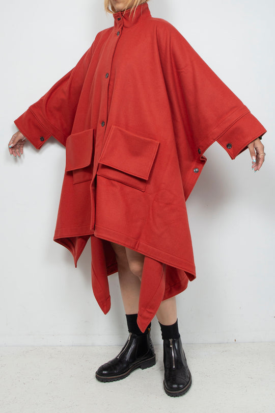 Super Big Poncho Coat Orange