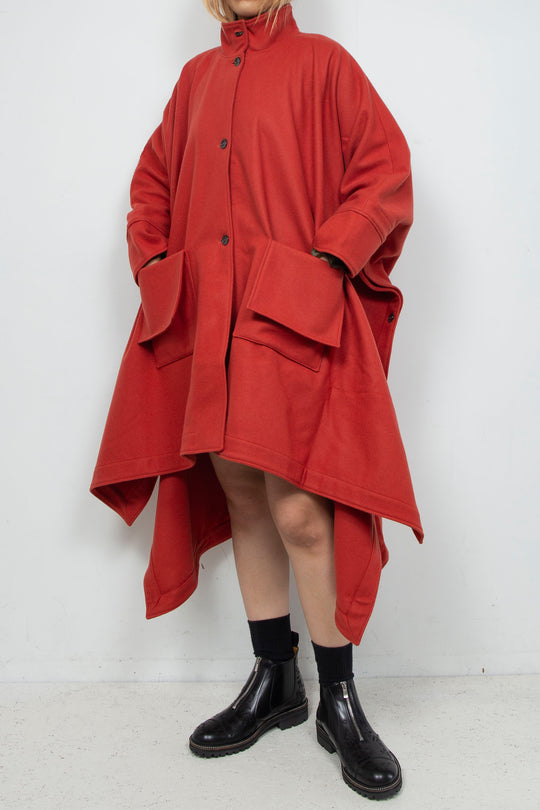 Super Big Poncho Coat Orange
