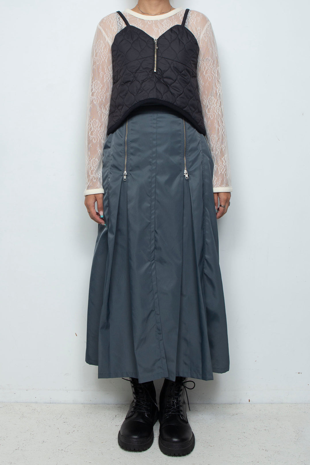 Curve Quilt Bustier Black