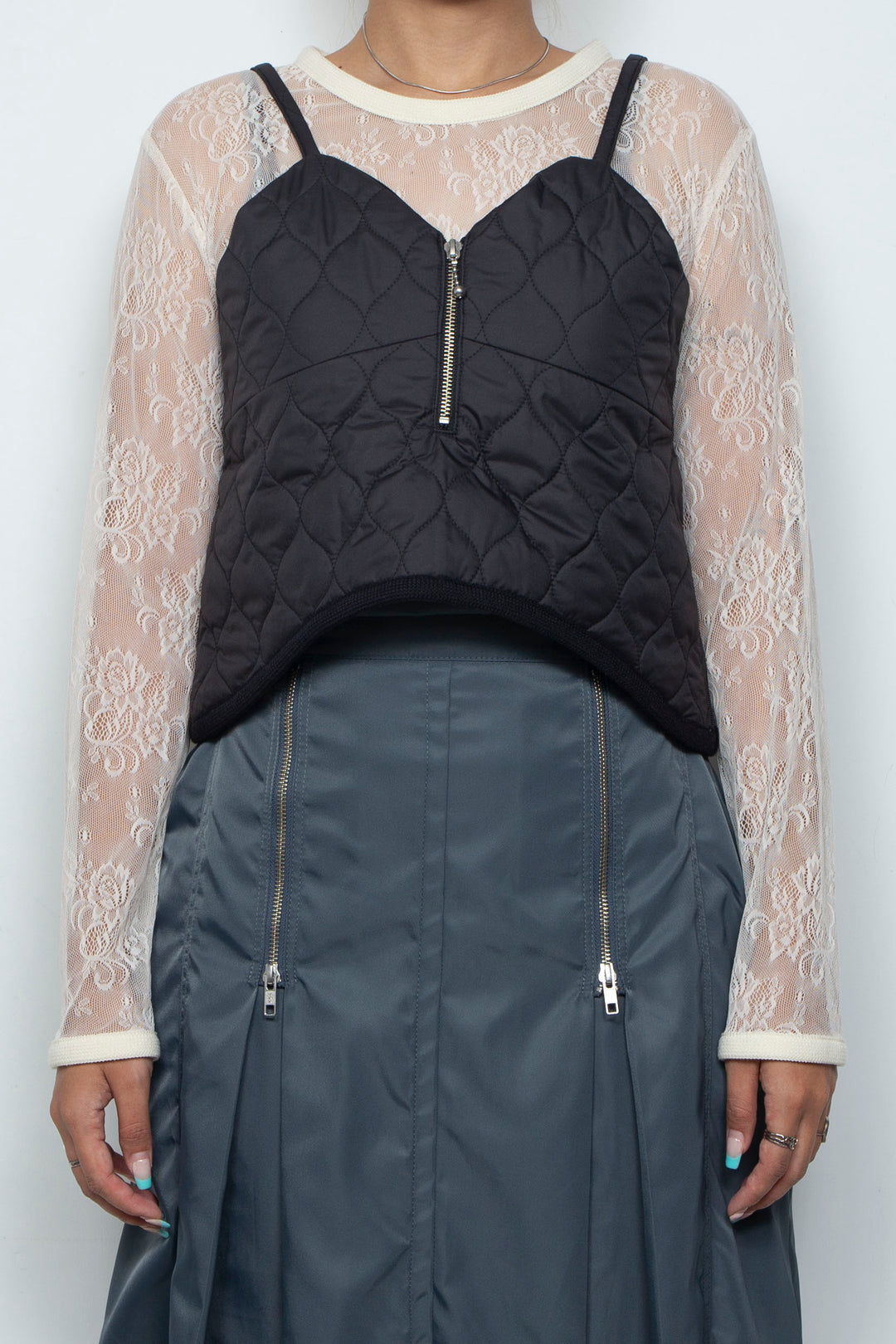 Curve Quilt Bustier Black