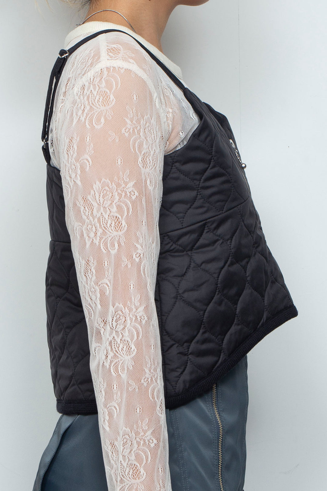 Curve Quilt Bustier Black