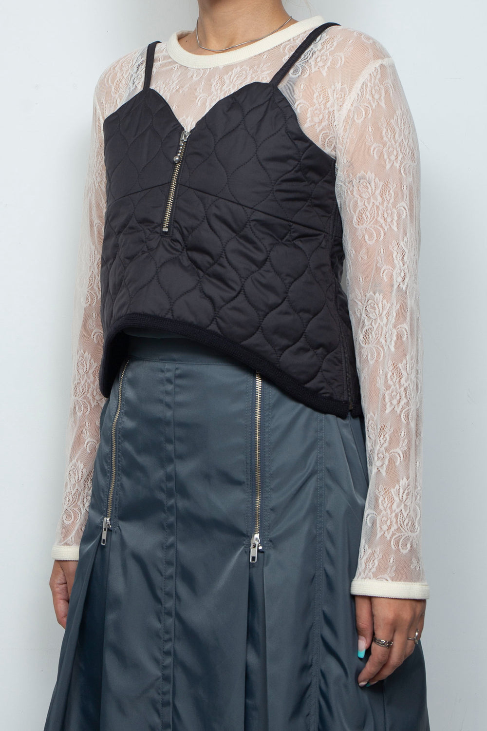 Curve Quilt Bustier Black
